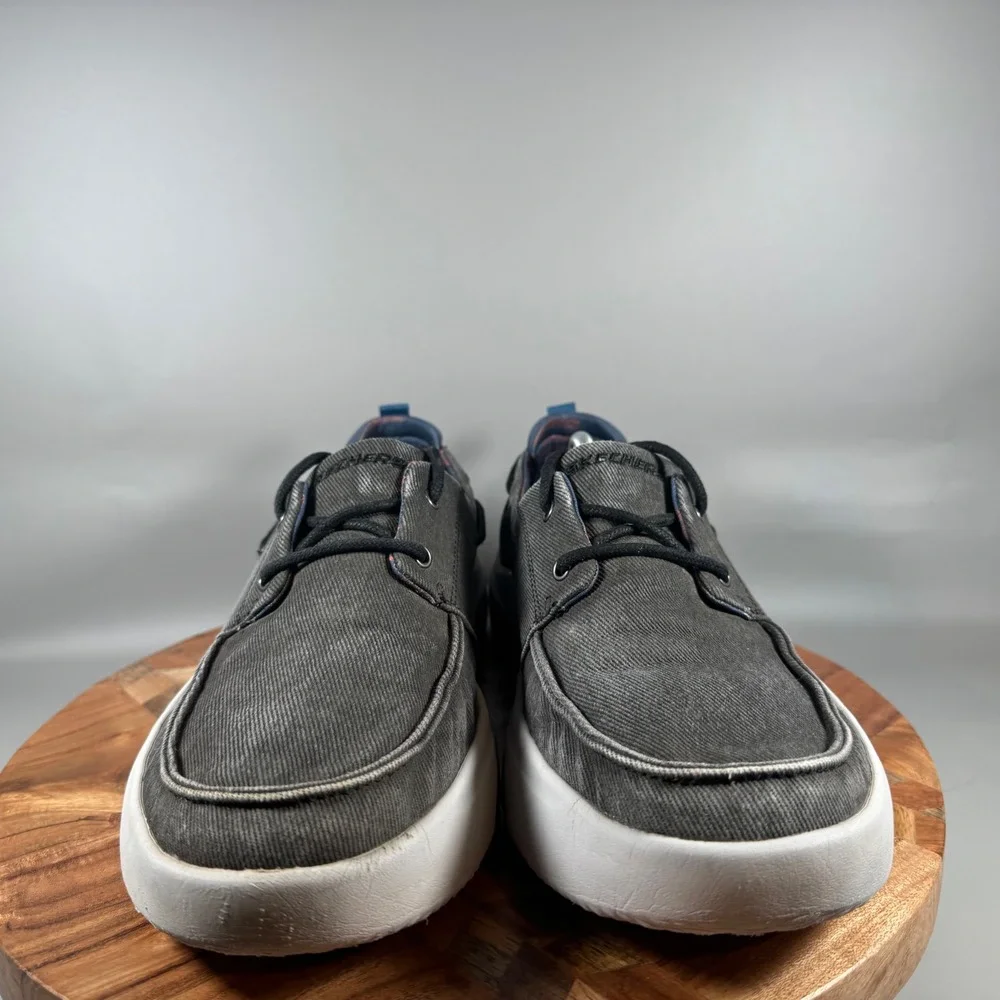 Skechers Higgins‎ Edson Men's Casual Boat Shoes Black Lace Up Shoes Size 12